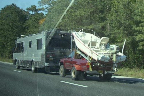 Motorhome Towing a Truck &amp; Boat+Trailer: What Could Go Wrong?