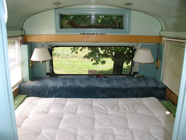 School Bus RV Conversion Finished Bedroom