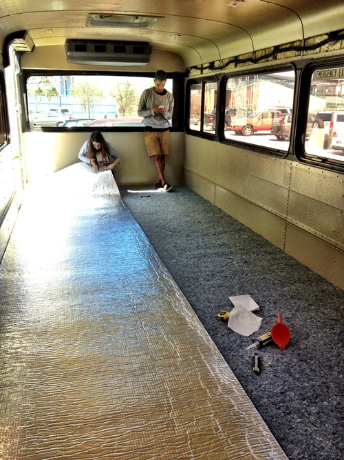 insulation beneath subfloor on DIY bus