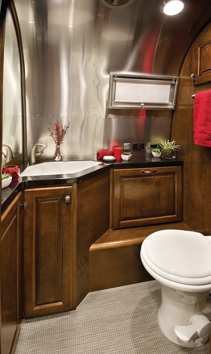 Bathroom in the newly redesigned Airstream Classic 2015