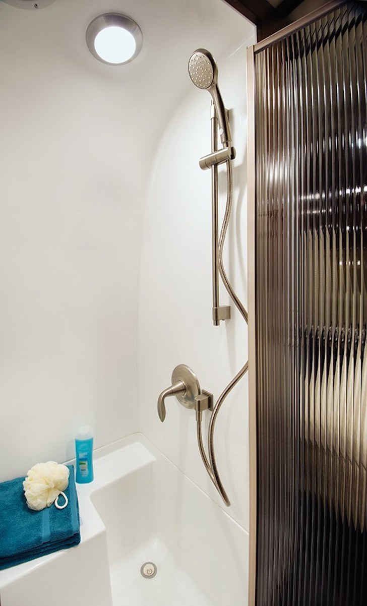 Shower room in a 2015 Airstream Classic trailer