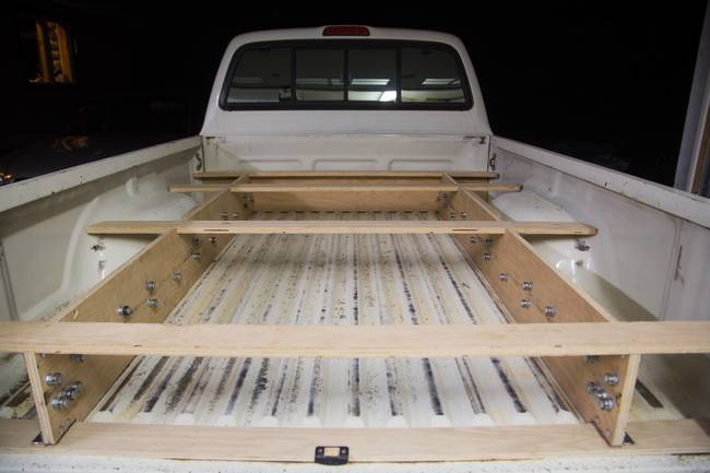 Creating a drawer system in the bed of the truck