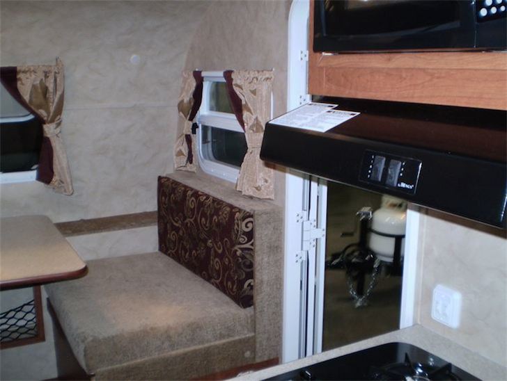 Kitchen area in a White Water trailer