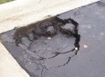 Leveling jack depression in asphalt