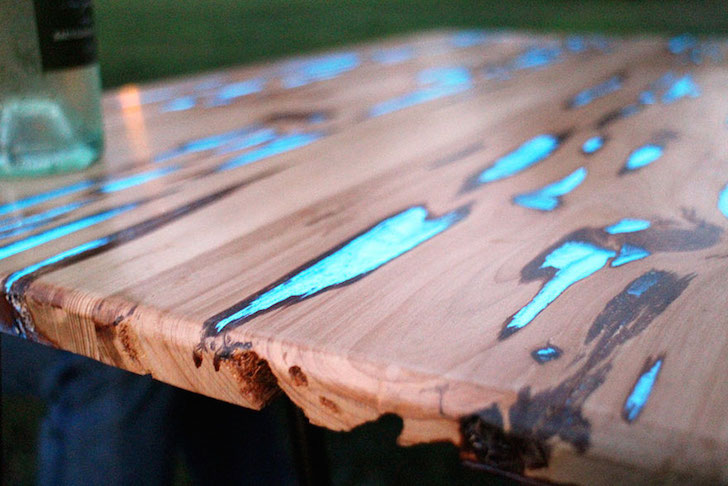 Pecky Cypress glow in the dark table