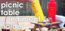 Picnic table condiment holder