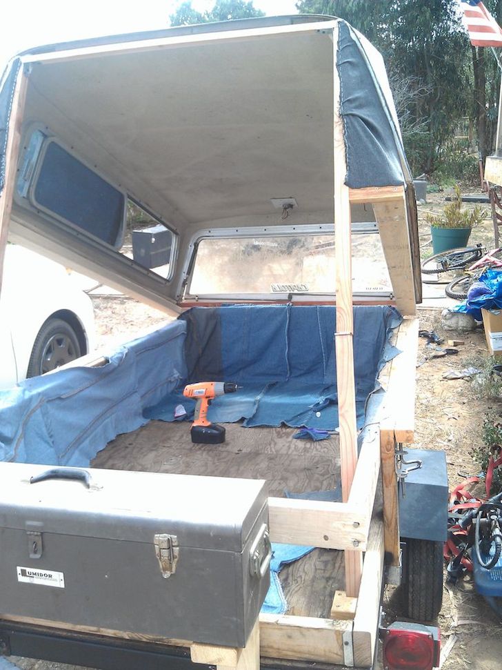 Truck camper shell used to create a DIY camper