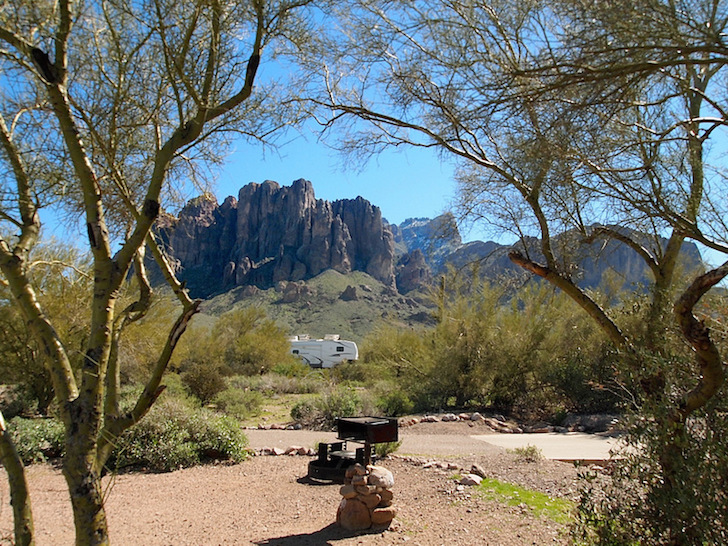 View of the Superstition Mountains from Lost Dutchman State Park