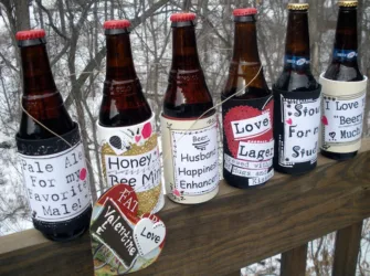 DIY Valentine's Day themed beer labels