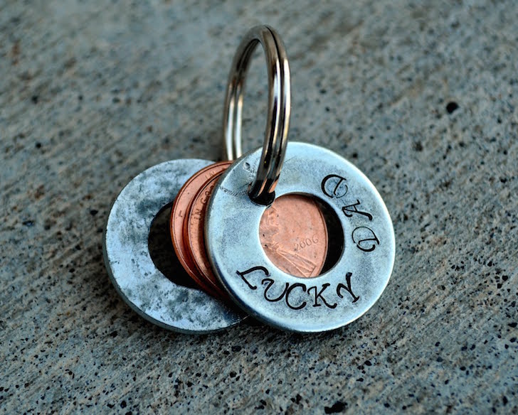 Metal washers on a penny keychain