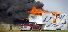 Inferno toy hauler catches on fire