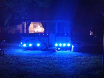 LED spot lights on a pop up trailer