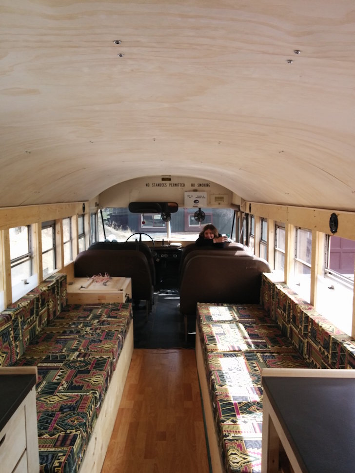 Interior of bus remodel