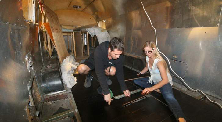 Students working on the airstream flooring