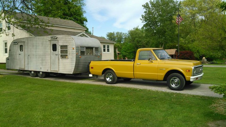 Restored Yellowstone Camper and Chevy Truck