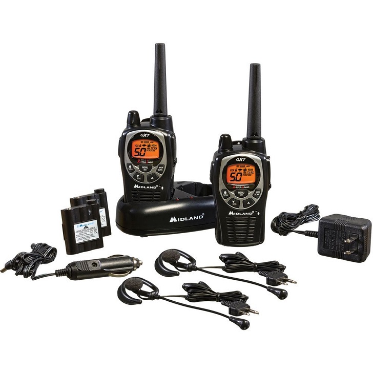  Midland GXT1000VP4 36-Mile 50-Channel FRS/GMRS Two-Way Radio (Pair) (Black/Silver) 