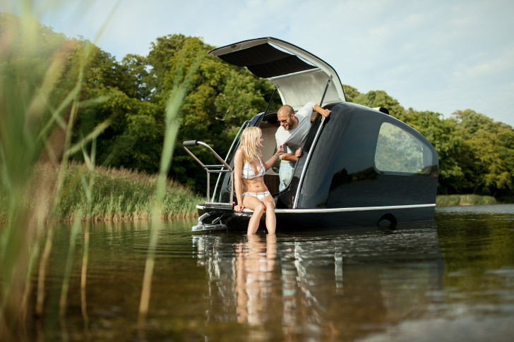 The Sealander camper turns into a boat