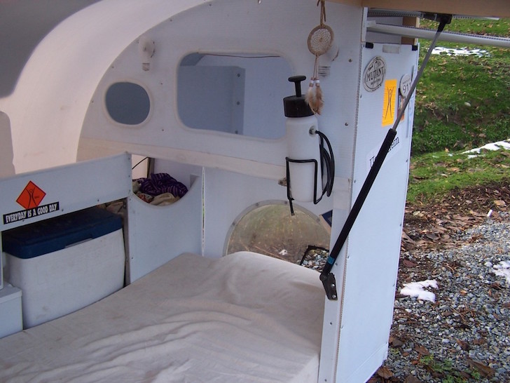 Other side of bicycle camper interior