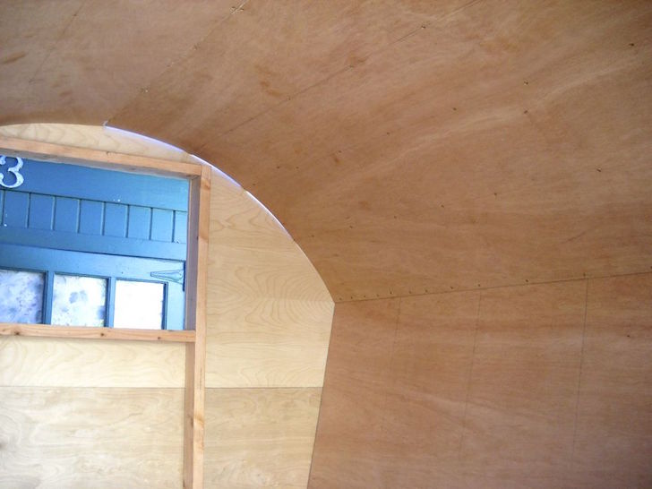 Interior siding in homemade gypsy wagon