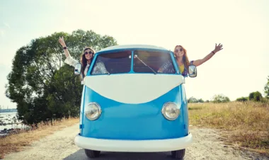 happy hippie van driver