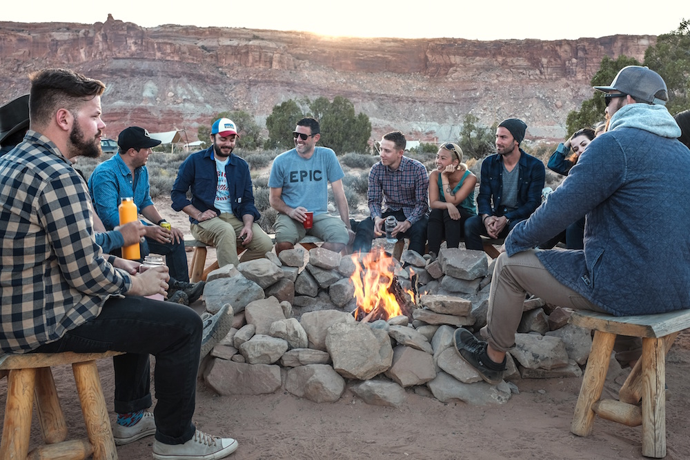 Group of RV'ers Enjoying a Campfire