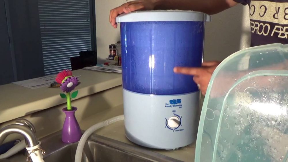 The Spin Dryer comes with a drain hose. Photo: thomfox on Youtube