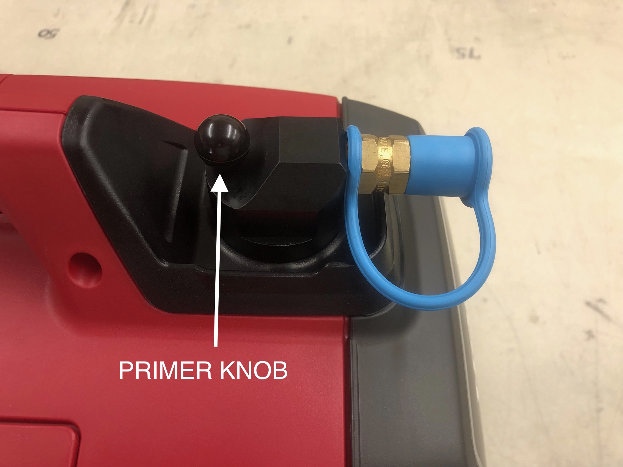 propane inlet with primer knob and quick disconnect