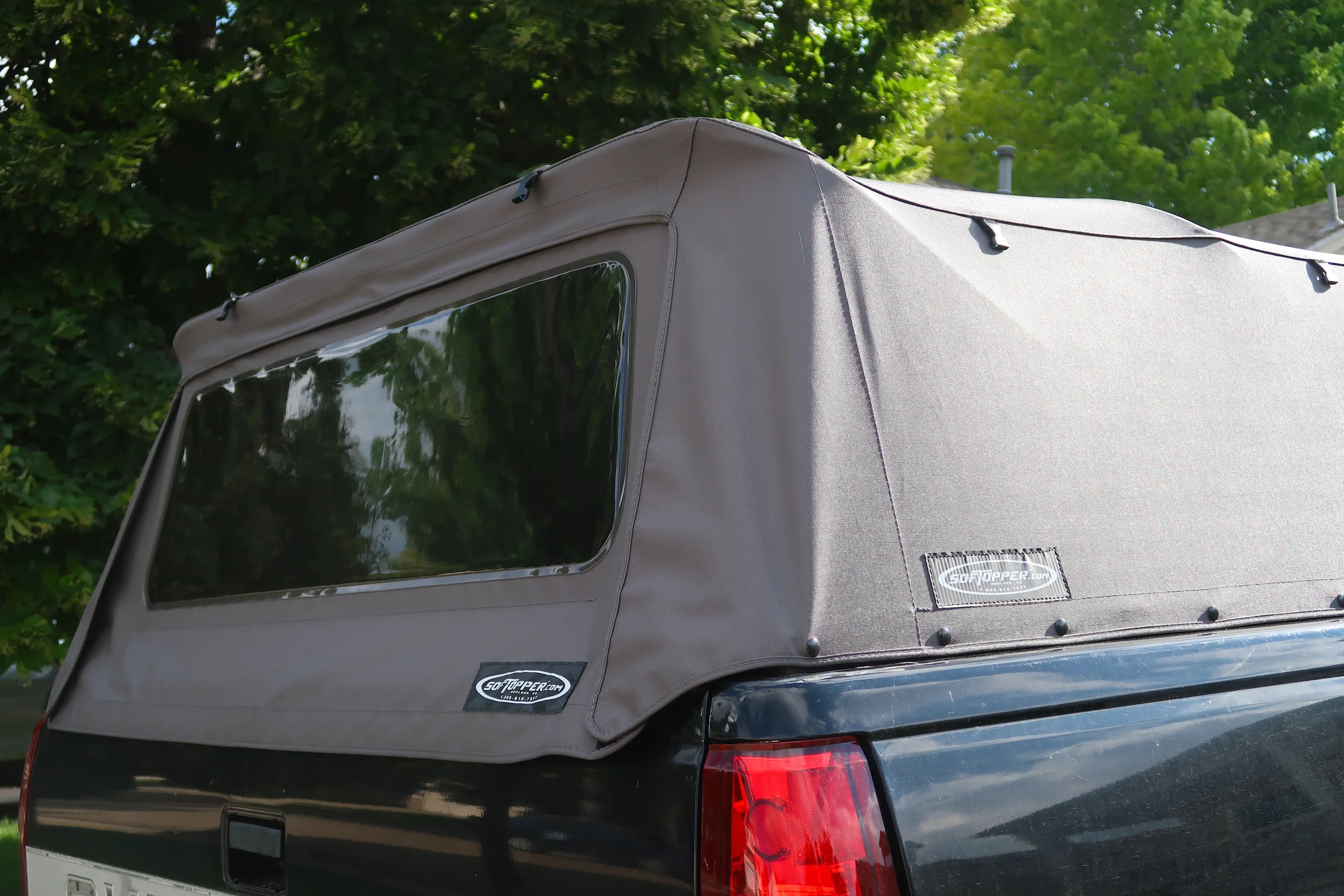 pickup truck bed with a tent