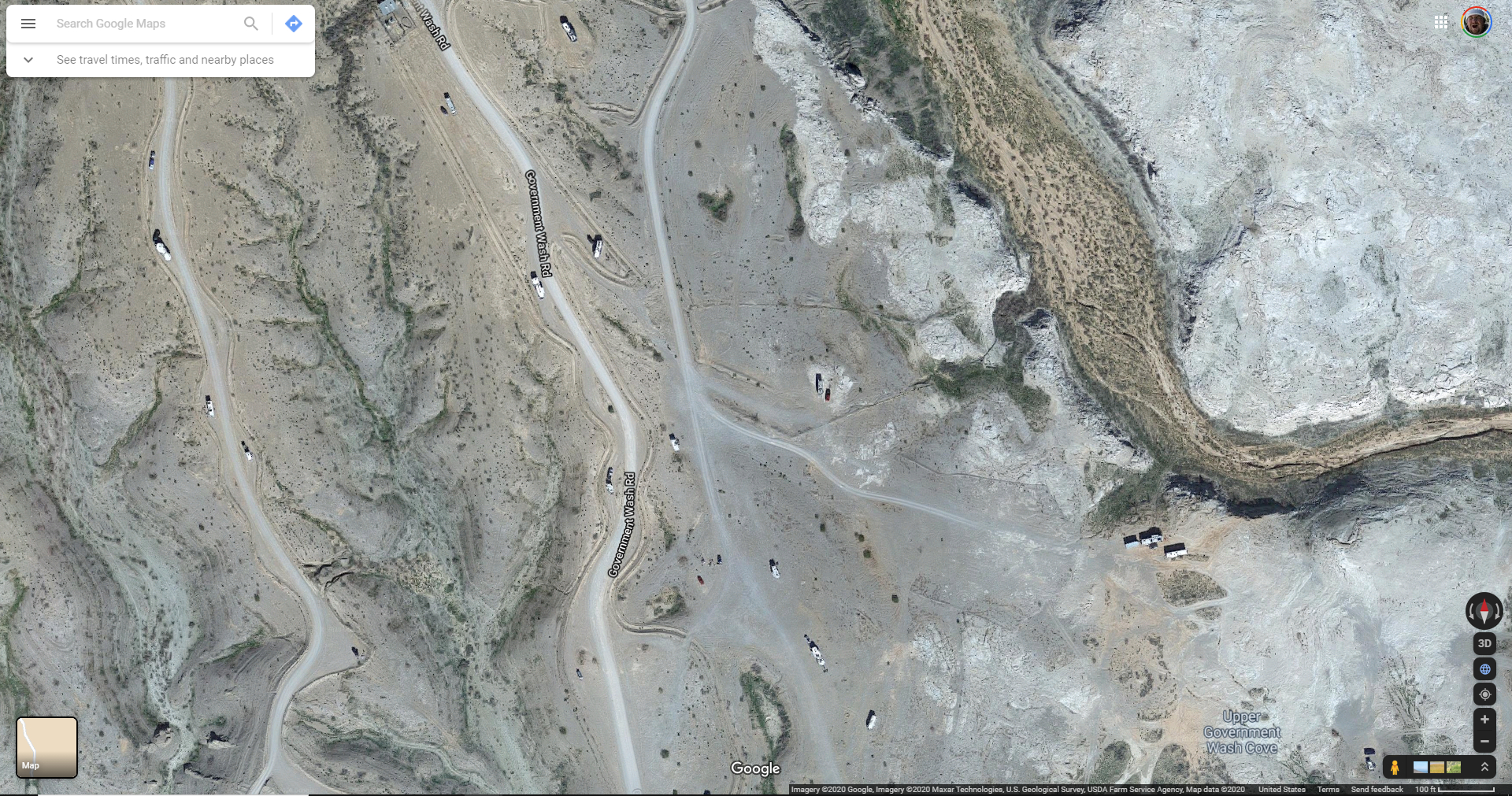 Google Maps satellite view of BLM land
