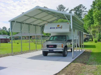 truck camper parked in DIY RV carport