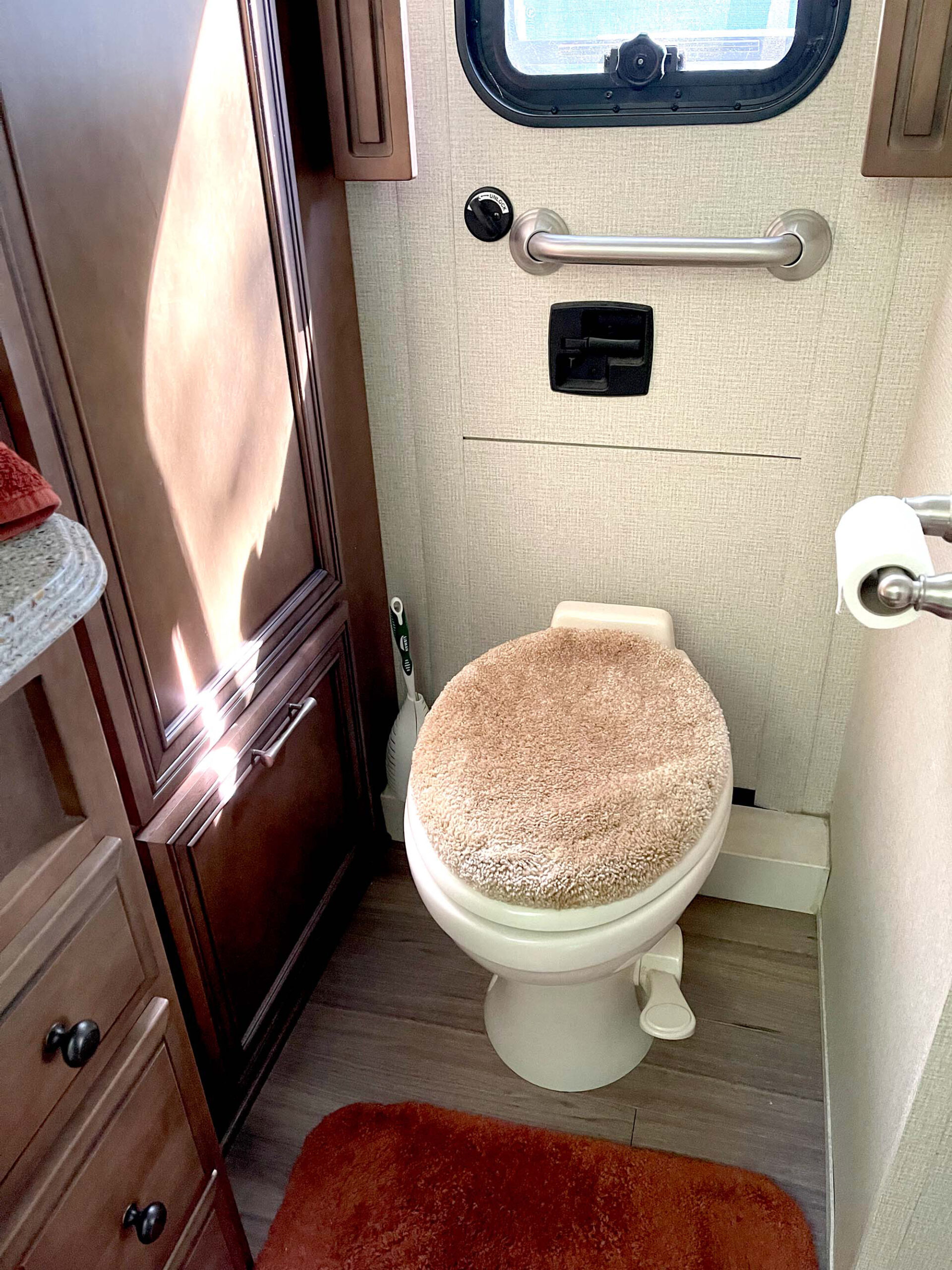 RV toilet replacement after photo