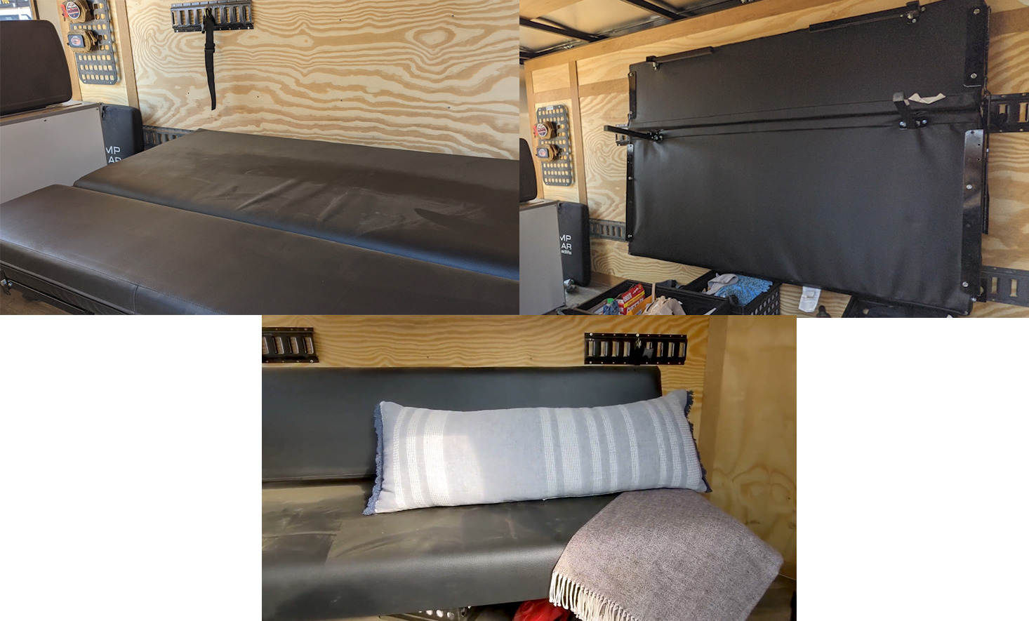 bedroom in their DIY teardrop camper