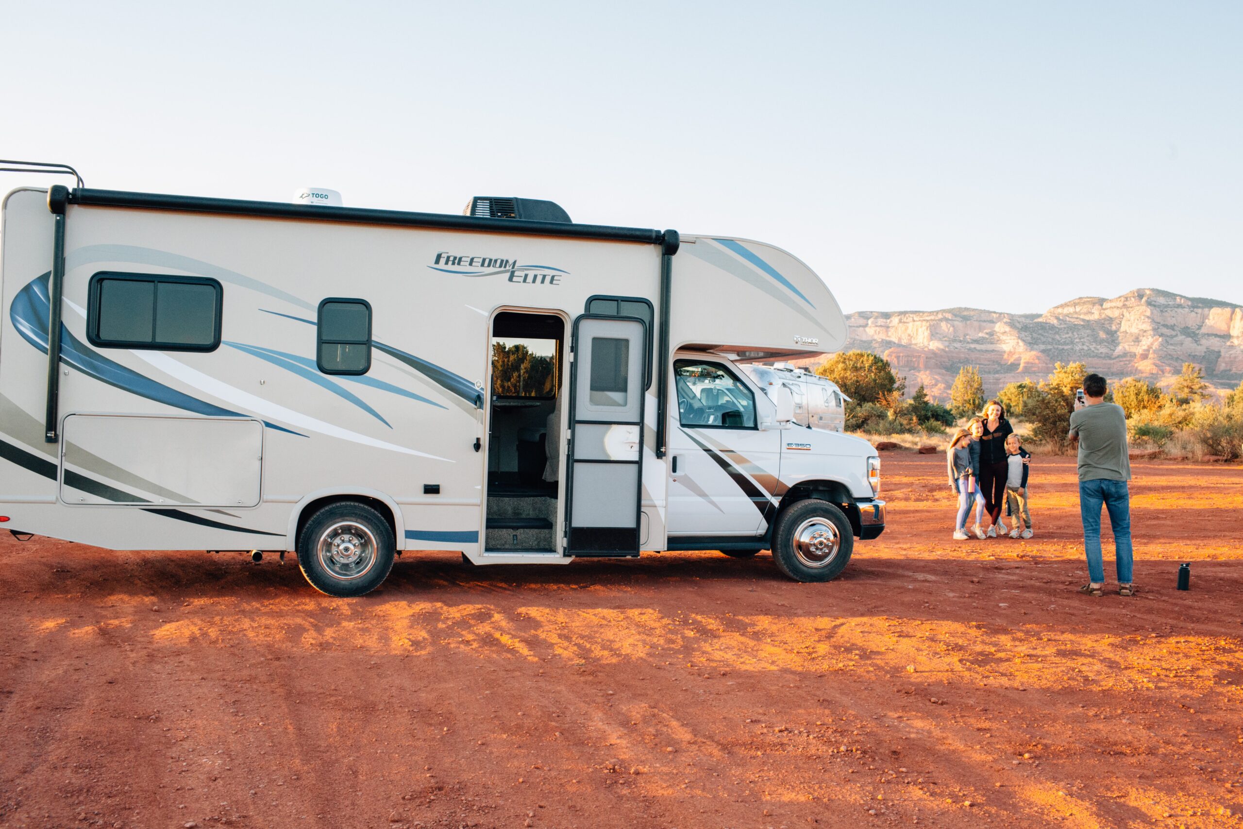 Family with new RV
