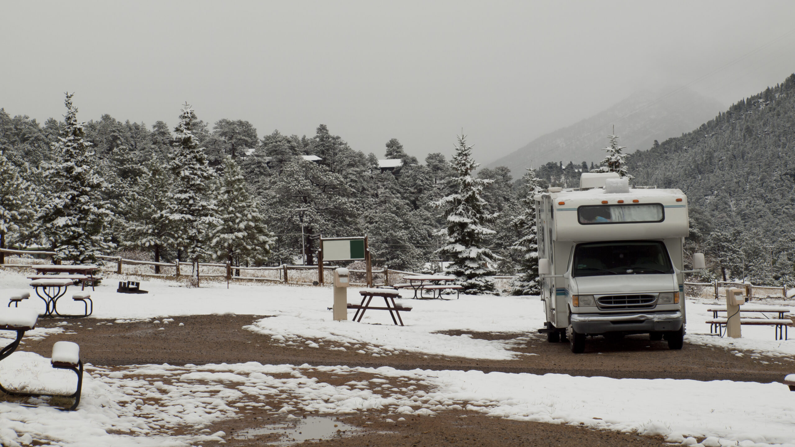 RV in RV park in the winter - how to insulate a camper for winter use