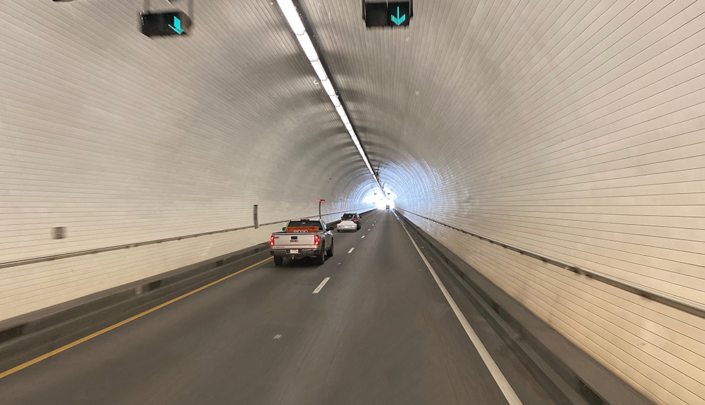 driving a large class A RV through some tunnels can be frightening and dangerous. This tunnel has plenty of room and no on coming traffic.