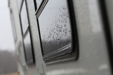 RV window rain guards closeup