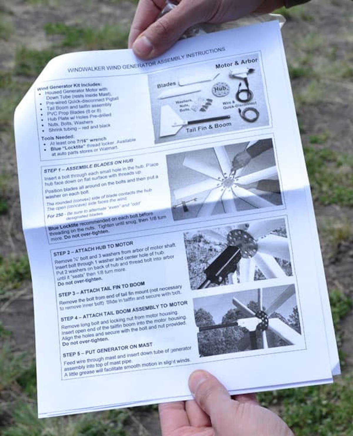 RV wind generator instruction manual