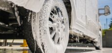 tire covered in soap and water and RV Cleaning Supplies: Wet And Forget RV And Camper Cleaner