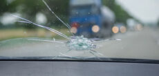 chipped windshield closeup