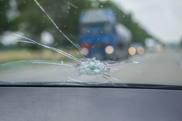 chipped windshield closeup