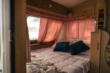 mattress in corner of RV - one of our top RV upgrades