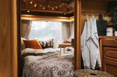 bedroom interior inside RV - feature image for space saving RV products