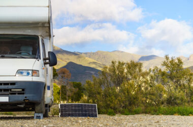 portable solar panel outside of RV - feature image for common problems with solar power