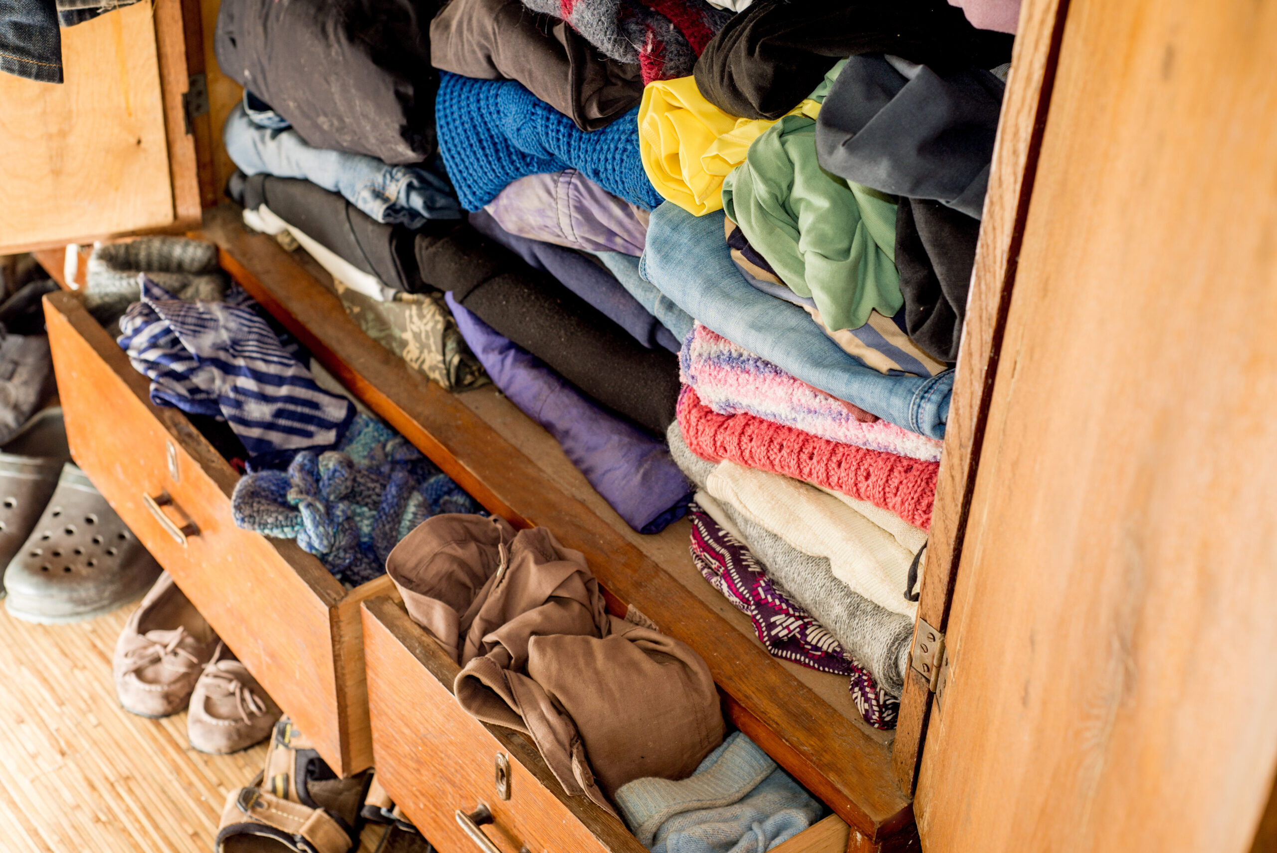 cluttered drawer - feature image for how to declutter your RV