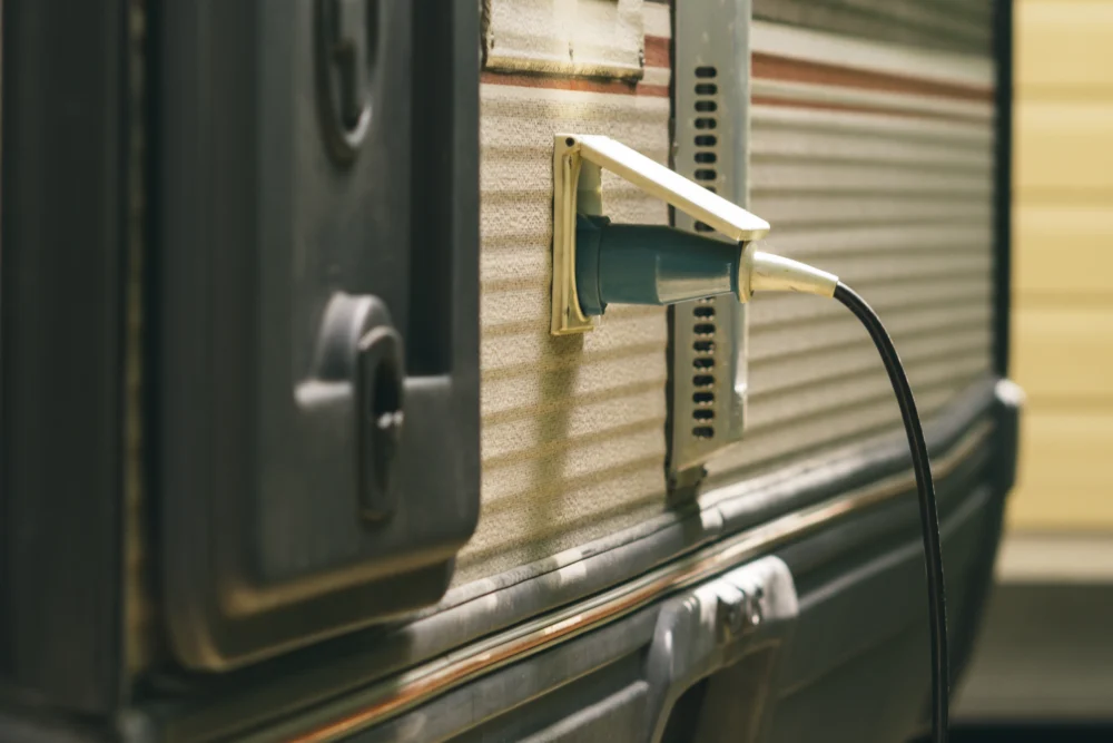 RV hooked up - feature image for RV electrical safety tips