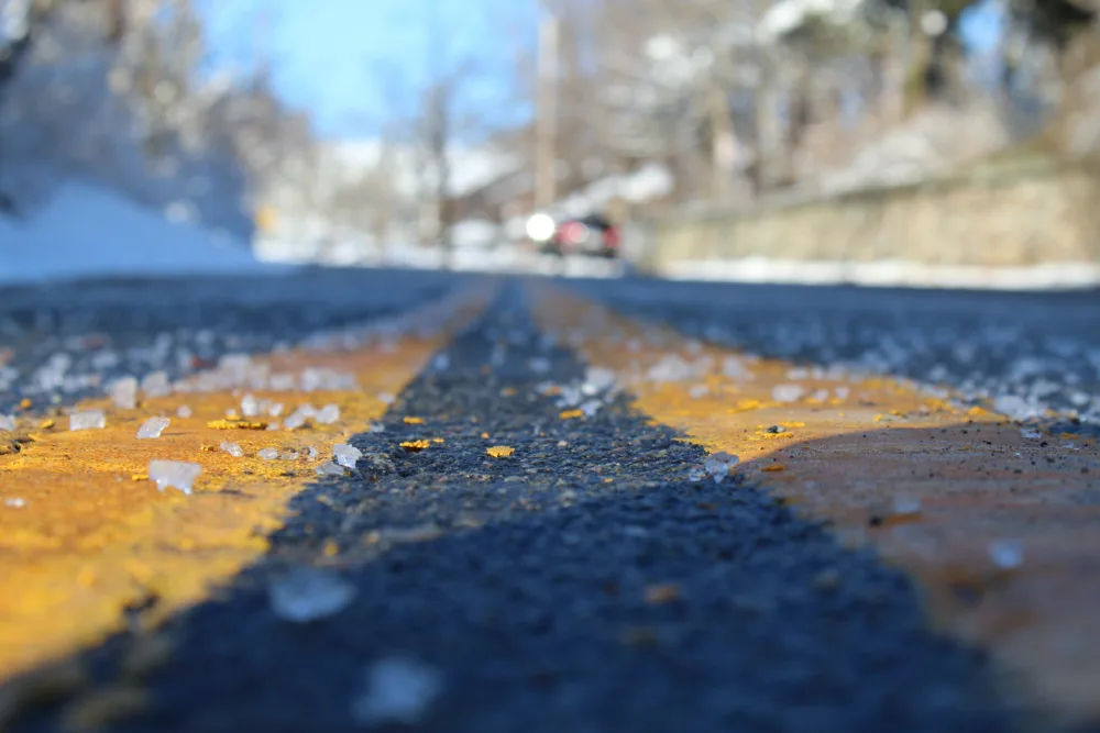 closeup of road salt