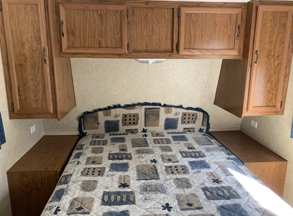 before photo of RV renovation bed
