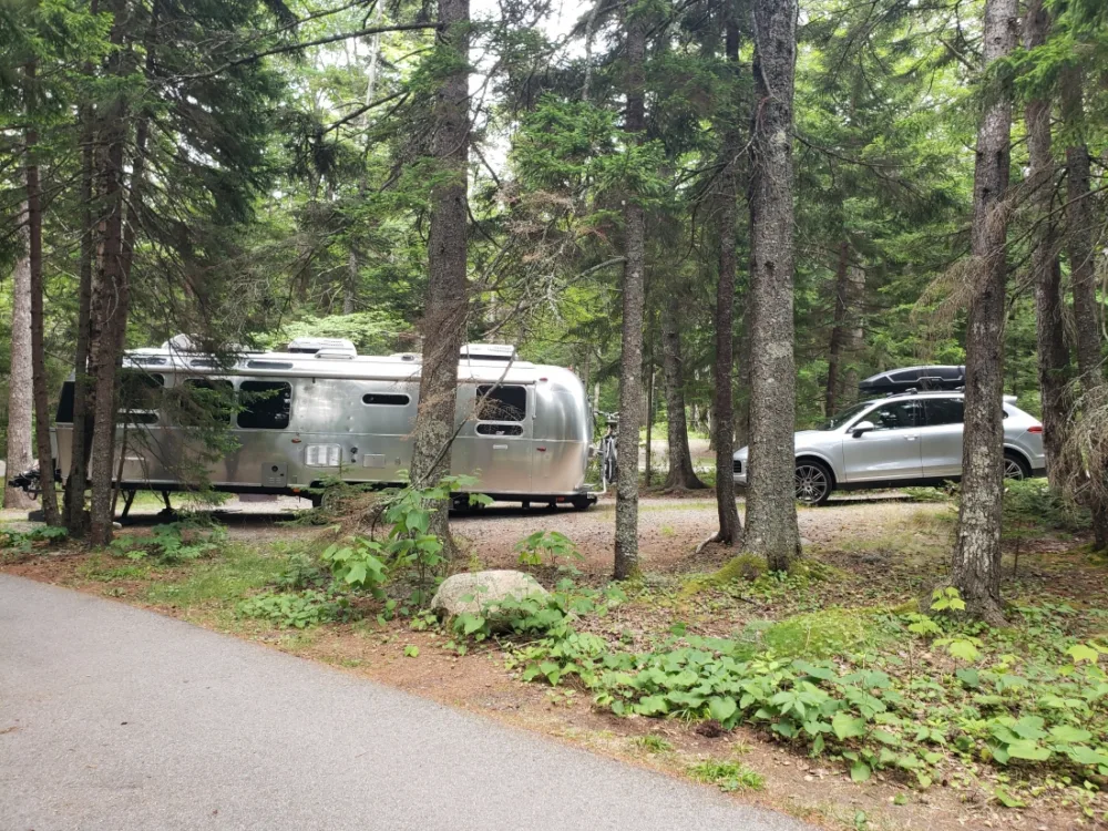 airstream in one of the cheap camping sites