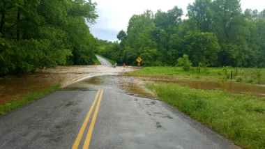 flash flood on road, feature image for flash flood warning
