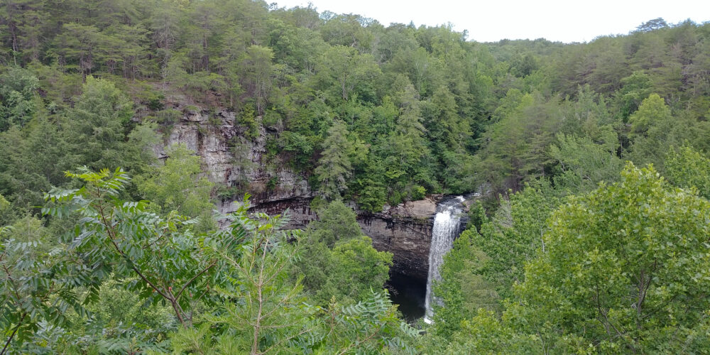 Waterfall view at Foster Falls in South Cumberland State Park, Tennessee 